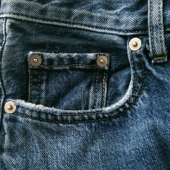 Everlane Distressed Button Fly Straight Cheeky Jean High Rise Classic 27 Capsule - Picture 10 of 15